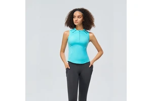 New Half Zipper Stand-Up Collar Sports Slim Fit Sleeveless Tank Top Athletic Gym Yoga Clothes Quick Dry Workout Vest