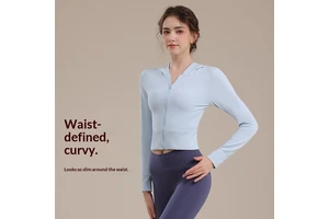 Autumn Winter Breathable Zipper Hooded Yoga Coat Women's Slim-fit for Long-sleeved Fitness Quick-drying Sports Top