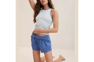 OEM Women's Leisure Wear Cotton Blend Tank Ribbed Top High Round Neck Sleeveless Contrast Binding Slim Fitted Yoga Workout Vest