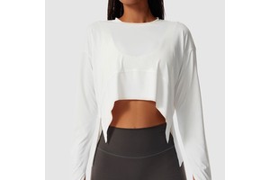 Lulu Nude Yoga Clothes Women's Long Sleeved High Elastic Breathable Sports Cycling Running Training Loose Fitness Wear
