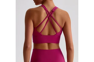 Women's Strappy Sexy Naked Feel Gym Workout Clothing Sports Bra Fitness Wear Yoga Tops