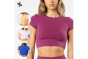 Custom Women's Sport Slim Short Sleeve T-Shirts Gym Workout Quick Dry Yoga Crop Tops