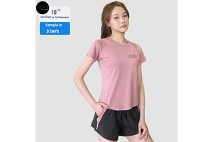 Women's Icy Cool Fitness T-Shirt-Quick-Dry Yoga Running Top Breathable Fabric Four-Way Stretch Skinny Fit Plus Size Front