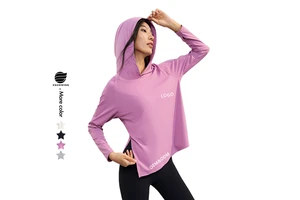 Xsunwing Lightly Nude Hooded Yoga Long-sleeve Tops Loose and Comfortable Yoga Wear Sports Fitness Top Fashionable Breathable T-s