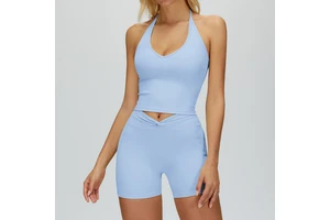 Custom Sports Vest Elastic Waist High-strength Tight Sets Sleeveless Tank Top Shorts Women's Yoga Wear