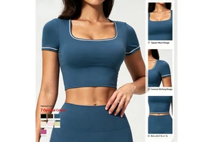 Seamless Breathable Lightweight Yoga Sports Bra for Women High Neck Padded Medium Support Crop Top