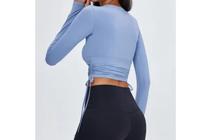 Women's Round-Neck Plain Running Yoga Top Long Sleeve T-Shirt Breathable Four-Way Stretch Fitness Workout Clothing Plus Size