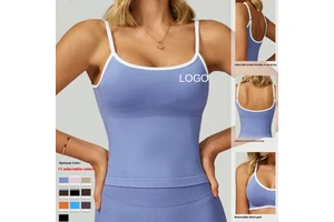 Women's Seamless Lightweight Yoga Tank Top Sports Vest Outdoor Running Fitness Underwear Breathable Hollow Back Quick Dry