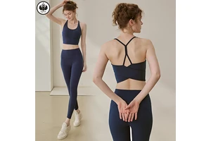 QUMOR New Arrival Solid Breathable High Waist 2-Piece Eco-Friendly Lightweight Back Cross Fitness Yoga Workout Women's Gym