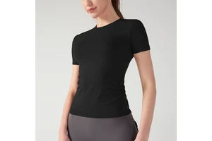 Sport T-shirt Spring/Summer Ruffled Screw Thread Four-Way Stretch Seamless Crew Neck Spandex/Nylon Comfortable Body Yoga Top
