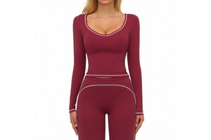 YanRuo Autumn Winter Yoga Breathable for Slimming Long-sleeved Solid Brushed T-shirt Outdoor Running Sports Top