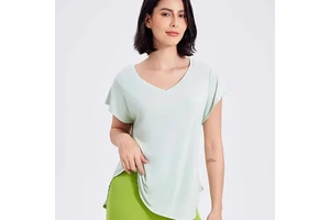 Women's Lightweight Solid Casual Yoga Crop Tops Quick-Drying Breathable Slimming Sports Top for Running & Fitness Short Yoga Top