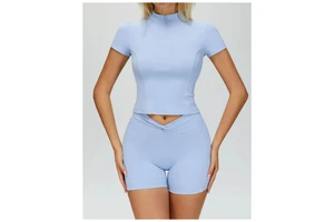 Custom Wholesale Womens Half Zip Neck Sports Bra Singlet Breathable Racerback Quick Dry Casual Yoga Top