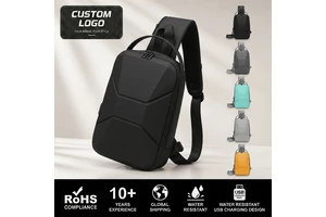 Custom Logo Hard Shell Men's Chest Bag with TSA Lock Anti-theft Waterproof Sling Bag USB Charging Crossbody Bag for Wholesale
