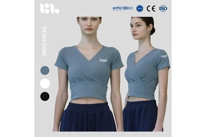 Women's Plus Size Slim Fit V-Neck Yoga Top Sweat-Wicking Four-Way Active Stretch Breathable Quick-Dry Short Sleeve Spandex/Nylon