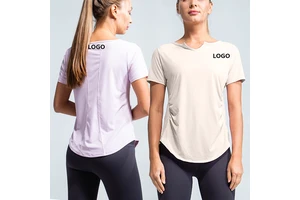 XW-DT-461 Wholesale High Quality V-Neck T-Shirt Breathable Gym Fitness Wear Plus Size Quick Dry Sports Yoga Top for Women