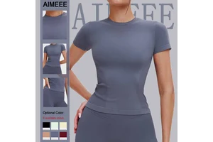 Sports Fitness Yoga Wear Round Neck FitnessYoga Wear Gym Women's Sports Top