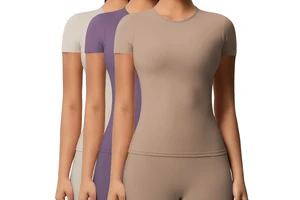 7103 High Quality Softness Sportswear Women Crewneck Short Sleeve Gym Blank Tshirts Compression Slim Fit Yoga T Shirts