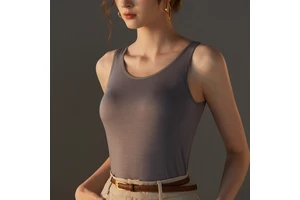 Women's Summer Slim Fit Sleeveless Knitted Tank Top Casual Padded Camisole Built-in Bra Eco-Friendly Breathable Lightweight Base