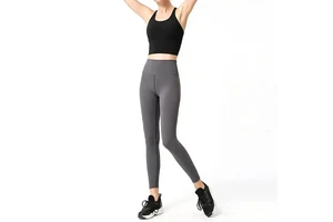 Women's Plus Size Workout Legging Set Seamless Yoga Sports Suit with Quick Dry Polyester Backless Bra and Solid Legging