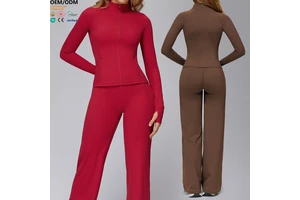 XW-EWT4510-2 Hot Selling Zipper Breathable Gym Clothing Thumbhole Stand Collar Long Sleeve Fitness Jogging Women Yoga Jacket