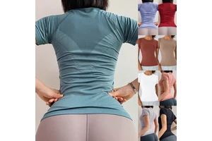 Yimo 9 Colors Hollow Out Short Sleeve Yoga Top Lady Fashion Round Neck Fitness Shirt Female Sexy Quick Dry Gym Clothes