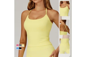 Custom Logo Seamless New Yoga Vest with Thin Cross-strap Beautiful Back Sports Underwear Outdoor Running Fitness Top