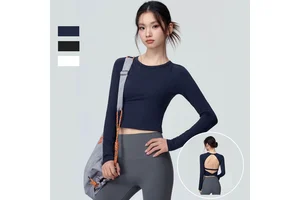 2026 Wholesale Recyclable Lightweight Yoga Tank Tops Workout Gym Fitness Plus Size Seamless Long Sleeve Breathable Four-Way