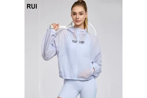 RUIQUWIN Women's Lightweight Breathable Seamless Hooded Yoga Top Long Sleeve Quick Dry Eco-Friendly Four-Way Stretch Zipper