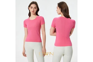 Women's Lightweight Summer Yogawear Quick-Drying Thin-Cut Pilates Training Fitness T-Shirt for Running Short Sleeved Yoga Outfit