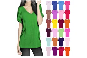 Custom Logo 95% Viscose 5% Elastane Women's T-shirts, Women's V-neck T-shirts