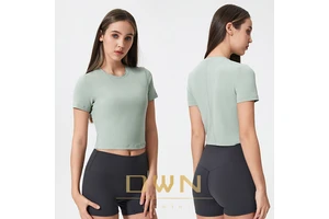Women's Spring New Style Short Sleeve Workout Top Slim Soft Yoga T-Shirt for Outdoor Running & Fitness T Shirt Top