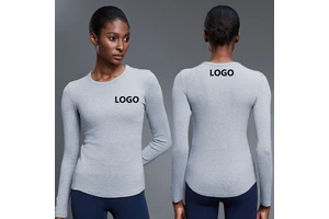 YBO-D25145 Modal Yoga Clothes Long Sleeve Women's Running Fitness Tops Round Neck Casual Sports Bottoming Shirt