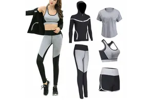 Women Fitness Sport Women 5 Piece Yoga Top Running Women's Sports Suit Fitness Clothing