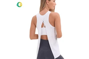 Back Slit Open Back Loose Workout Tank Top, 120g Ultra-Lightweight Sleeveless Fitness Shirt Quick Drying Breathable Gym Yoga Fit