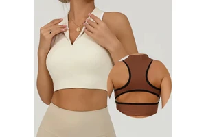 Women's Slim Fit Breathable Sleeveless Yoga Tank New Polo Collar Fitness Vest with Four-Way Stretch Lightweight Running Top