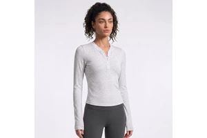 Henry's Yoga Long-sleeved Elastic-woven Slim-fitting Moisture-wicking Sweat-absorbing Pilates Fitness Sports Top