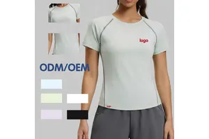 Crew Neck Loose Fit Yoga Tee Breathable Spandexd Slim Look for Summer Gym Sports Supplier