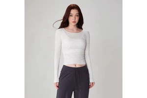 Modal Quick Dry Fitness Outdoor Sports Side Fold Waist Cinching Quickly Dry Running Yoga Gym Tops