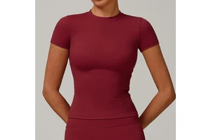Wholesale High Quality Yoga Sports Short Sleeve Gym Workout Quick Dry O Neck Women Yoga Top for Women