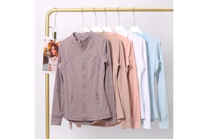 Premium Buttery Soft Naked Feel Stand Collar Sports Jacket Custom Logo Gold Zipper Long Sleeve Slim Fit Women Fitness Yoga Wear