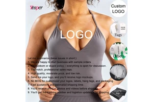 Yesper Women's High Elastic Four-Way Stretch Square Neck Halter Skinny Fit Plus Size Yoga Top-Sweat-Wicking Quick Dry Breathable