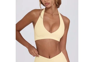 Athleisure Cross-V Halter Top & Skort: High-Waist Fit for Ultimate Performance