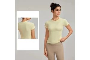 Women's Seamless Running Shirt Naked Feel Quick Dry Slim Fit Round Neck Outdoor Yoga Short Sleeve Top
