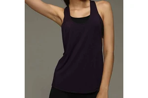OEM Customize Logo Loose Fit Scoop Neck Special Armholes Drop-tail Hem Women Sleeveless Flowy Racerback Yoga Workout Tank Top