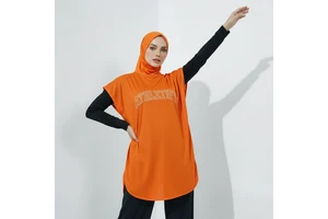 Muslim Women Modest Loose Sportswear Long Athletic Dress Hijab Breathable Tunic for Gym Exercise Training Fitness Yoga UPF50+