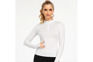 2022 New Cheaper Price Half-Zipper Stand-up Collar Tight Fitness Top Women's Long-Sleeved Slim Sports Jacket Running Yoga Wear