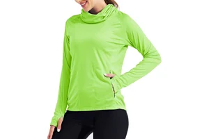 Women Lightweight Pullover-Hooded Shirt Long Sleeve Running Yoga Workout Tops for Women-Cowl Neck & Thumbhole Hooded Shirt