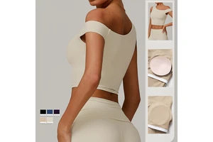 Custom High Quality Sustainable Recycled Quick-drying Breathable Yoga Vest Women Off-shoulder Sports Fitness Underwear Yoga Bra