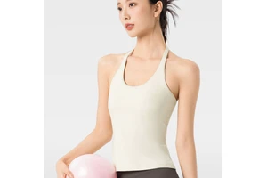 Wholesale Custom Logo Sexy Halter Neck Yoga Tank Top Integrated 3D Padded Cloud-Feel Gym Vest OEM ODM One-Stop Supply Service